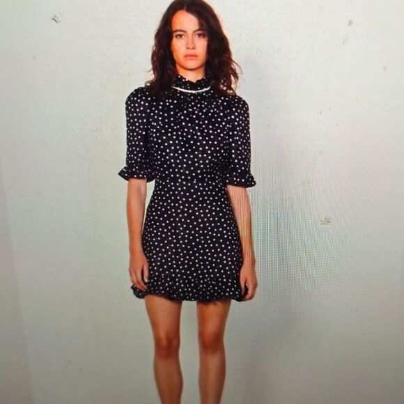 Sandro Pearl Crystal Polka Dot Mini Dress Size small (missing) - Picture 3 of 13